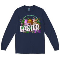 Navy happy easHappy Easter y'all Easter Day Long Sleeve Tee - CowGirlArtShop