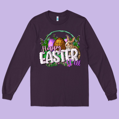 Happy Eashappy Easter Y'all Easter Day Long Sleeve Tee Designed By Cowgirlartshop