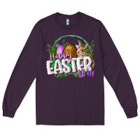 Plum happy easHappy Easter y'all Easter Day Long Sleeve Tee - CowGirlArtShop