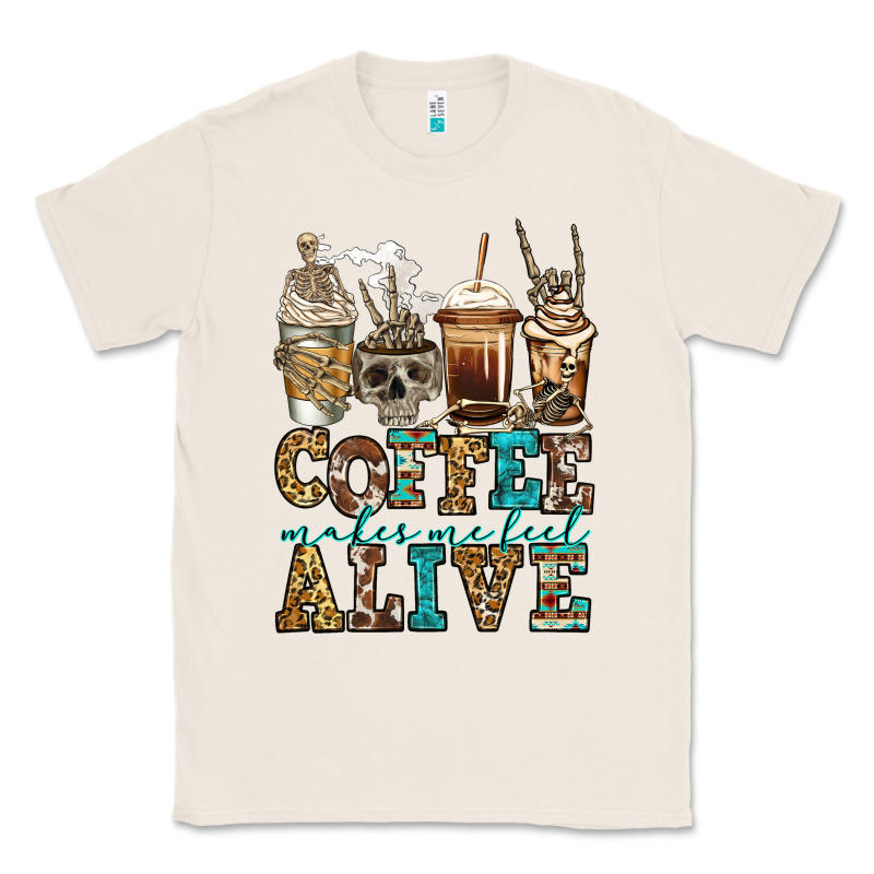 Coffee Makes Me Feel Alive Skeleton Coffee Cups Classic Tee by Jasminsmagicworld | Teevron