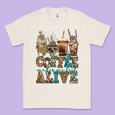 Coffee Makes Me Feel Alive Skeleton Coffee Cups Classic Tee Designed By Jasminsmagicworld