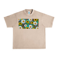 French Oak Sunflower And Daisy With Leopard Urban Heavy Tee - RanaPortraitStore