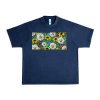 Navy Sunflower And Daisy With Leopard Urban Heavy Tee - RanaPortraitStore