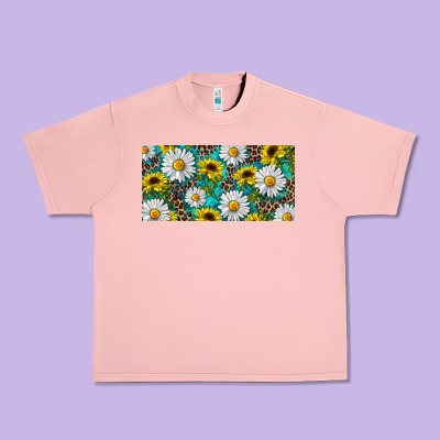 Sunflower And Daisy With Leopard Urban Heavy Tee Designed By Ranaportraitstore