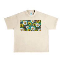 Sandshell Sunflower And Daisy With Leopard Urban Heavy Tee - RanaPortraitStore