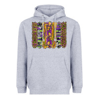 Heather Grey mardi gras fleur de lis cowhide serape leopard glitter brushstrokes Heavyweight Hoodie - Artiststas