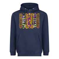 Navy mardi gras fleur de lis cowhide serape leopard glitter brushstrokes Heavyweight Hoodie - Artiststas