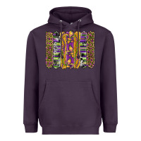 Plum mardi gras fleur de lis cowhide serape leopard glitter brushstrokes Heavyweight Hoodie - Artiststas