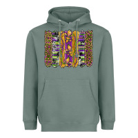 Sage mardi gras fleur de lis cowhide serape leopard glitter brushstrokes Heavyweight Hoodie - Artiststas