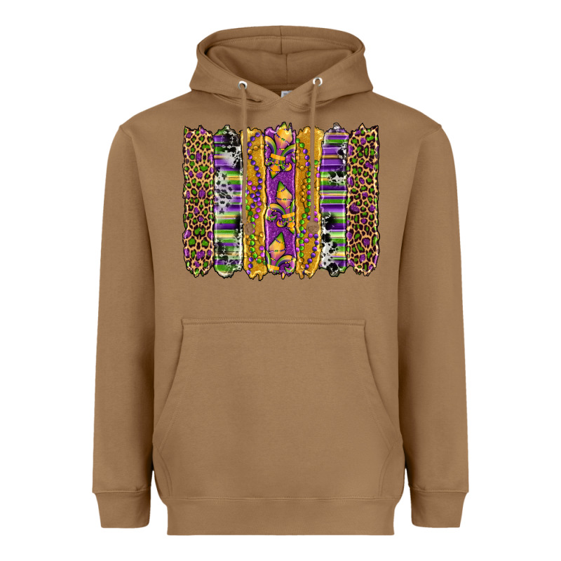 Mardi Gras Fleur De Lis Cowhide Serape Leopard Glitter Brushstrokes Heavyweight Hoodie by Artiststas | Teevron
