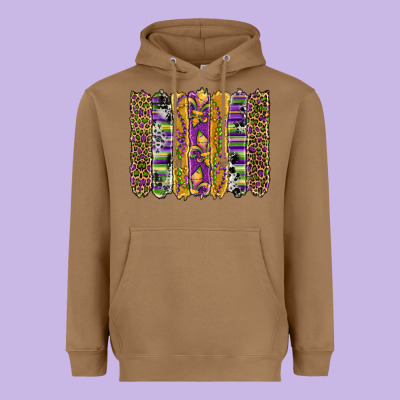 Mardi Gras Fleur De Lis Cowhide Serape Leopard Glitter Brushstrokes Heavyweight Hoodie Designed By Artiststas