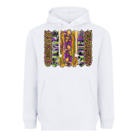 White mardi gras fleur de lis cowhide serape leopard glitter brushstrokes Heavyweight Hoodie - Artiststas