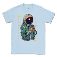 Dusty Blue astronaut space travel retro aesthetic streetwear t shirt Classic Tee - minhPixels