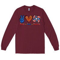 Burgundy Peace Love America Long Sleeve Tee - Jasminsmagicworld