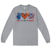 Heather Grey Peace Love America Long Sleeve Tee - Jasminsmagicworld