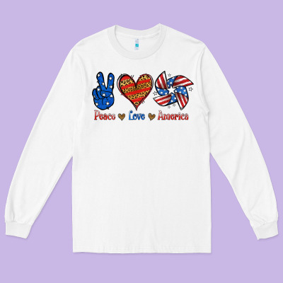 Peace Love America Long Sleeve Tee Designed By Jasminsmagicworld