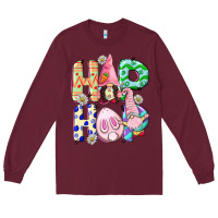 Burgundy Hop hop Easter gnomies Easter Day Long Sleeve Tee - CowGirlArtShop