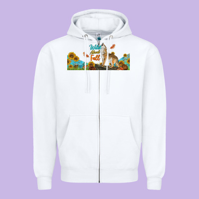 Wild About Fall Coyote Zipper Hoodie Designed By Lillyallendesigns
