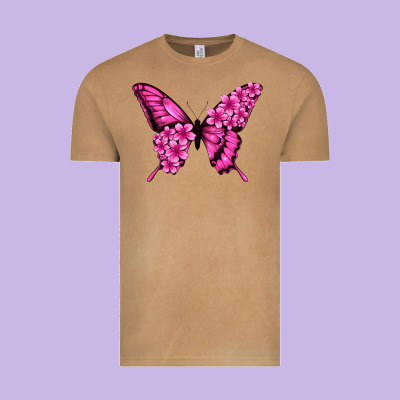 Floral Pink Butterfly Vintage Tee Designed By Jasminsmagicworld