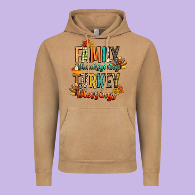 Family Thanksgiving Turkey Blessing Vintage Hoodie Designed By Cowgirlartshop