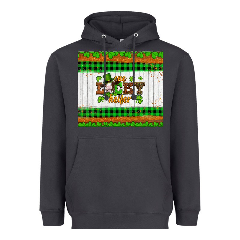 St Patricks One Lucky Heifer Heavyweight Hoodie by Artiststas | Teevron