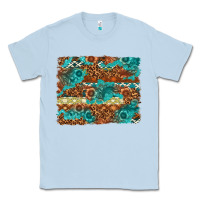 Dusty Blue Leopard and Aztec Background Western Classic Tee - texasbilliewilder