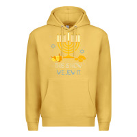 Antique Gold this is how we jew it funny jewish ugly hanukkah christmas Premium Hoodie - minhPixels