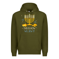 Army Green this is how we jew it funny jewish ugly hanukkah christmas Premium Hoodie - minhPixels