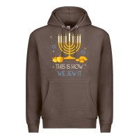 Coffee this is how we jew it funny jewish ugly hanukkah christmas Premium Hoodie - minhPixels