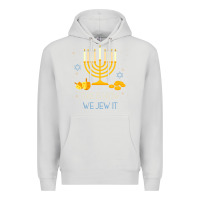 Dove Grey this is how we jew it funny jewish ugly hanukkah christmas Premium Hoodie - minhPixels