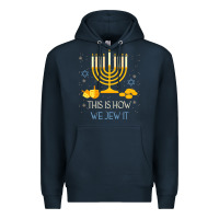Navy this is how we jew it funny jewish ugly hanukkah christmas Premium Hoodie - minhPixels