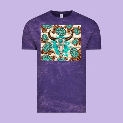 Gemstone Bull Skull Leopard Vintage Tee Designed By Tumblerdesignbyshophia