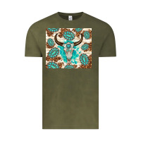 Vintage Olive gemstone bull skull leopard Vintage Tee - TumblerDesignByShophia