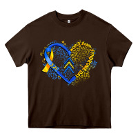 Chocolate Brown world down syndrome day heart Heavy Core Tee - Artiststas