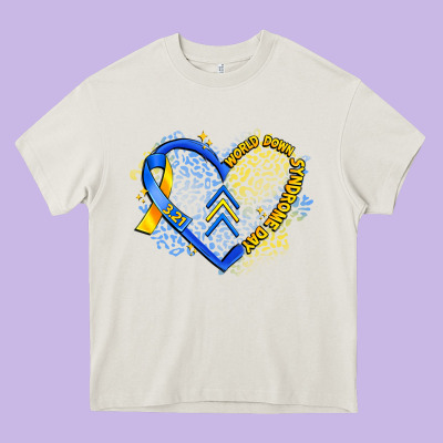 World Down Syndrome Day Heart Heavy Core Tee Designed By Artiststas