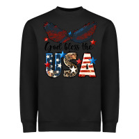 Black Western God Bless The USA 4th of July Heavyweight Sweatshirt - LillyAllenDesigns