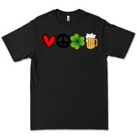 Black Funny St Patricks Day Love Peace Clover and Beer Premium Tee - Bettercallsaul