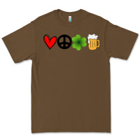 Cacao Funny St Patricks Day Love Peace Clover and Beer Premium Tee - Bettercallsaul