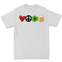 Dove Grey Funny St Patricks Day Love Peace Clover and Beer Premium Tee - Bettercallsaul