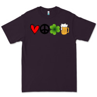 Plum Funny St Patricks Day Love Peace Clover and Beer Premium Tee - Bettercallsaul