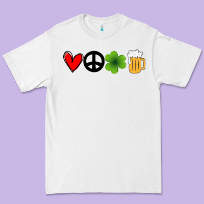 Funny St Patricks Day Love Peace Clover And Beer Premium Tee Designed By Bettercallsaul