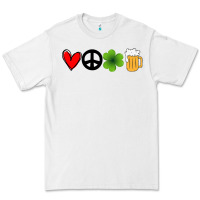 White Funny St Patricks Day Love Peace Clover and Beer Premium Tee - Bettercallsaul