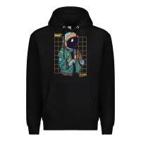 Black astronaut space travel retro aesthetic streetwear t shirt Premium Hoodie - minhPixels