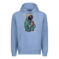 Colony Blue astronaut space travel retro aesthetic streetwear t shirt Premium Hoodie - minhPixels