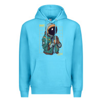 Ocean Blue astronaut space travel retro aesthetic streetwear t shirt Premium Hoodie - minhPixels