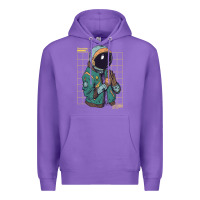 Purple astronaut space travel retro aesthetic streetwear t shirt Premium Hoodie - minhPixels