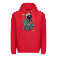 Red astronaut space travel retro aesthetic streetwear t shirt Premium Hoodie - minhPixels