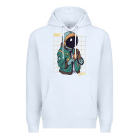 White astronaut space travel retro aesthetic streetwear t shirt Premium Hoodie - minhPixels