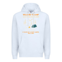 White welcome to camp quitcherbitchin camping camp quitcherbitchin Premium Hoodie - minhPixels
