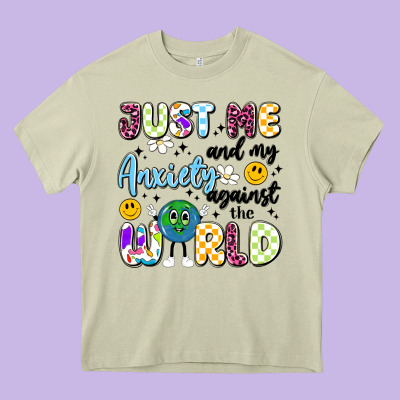 Just Me And My Anxiety Against The World Heavy Core Tee Designed By Artiststas
